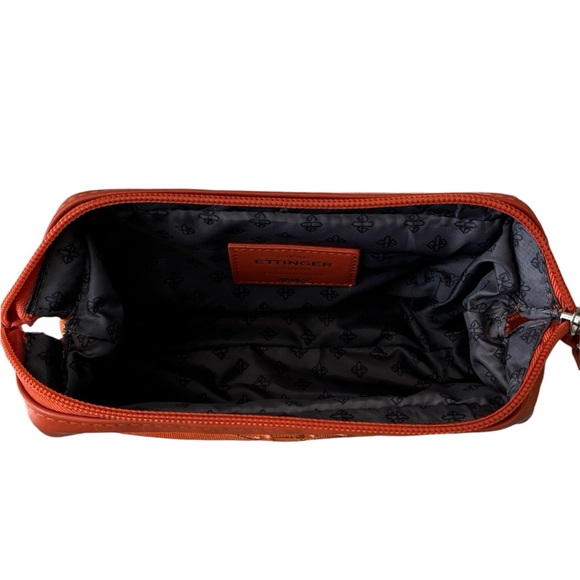 Ettinger London Amenity Pouch Makeup Bag In-flight Toiletries bag. Deep Orange - Picture 2 of 7